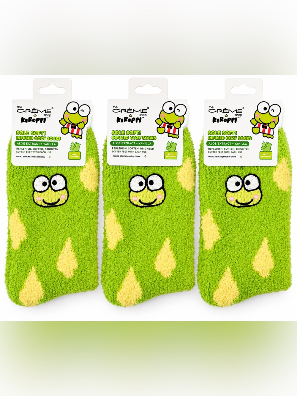 Keroppi Cozy Aloe-Infused Bath Socks 3 pairs + Free gift!